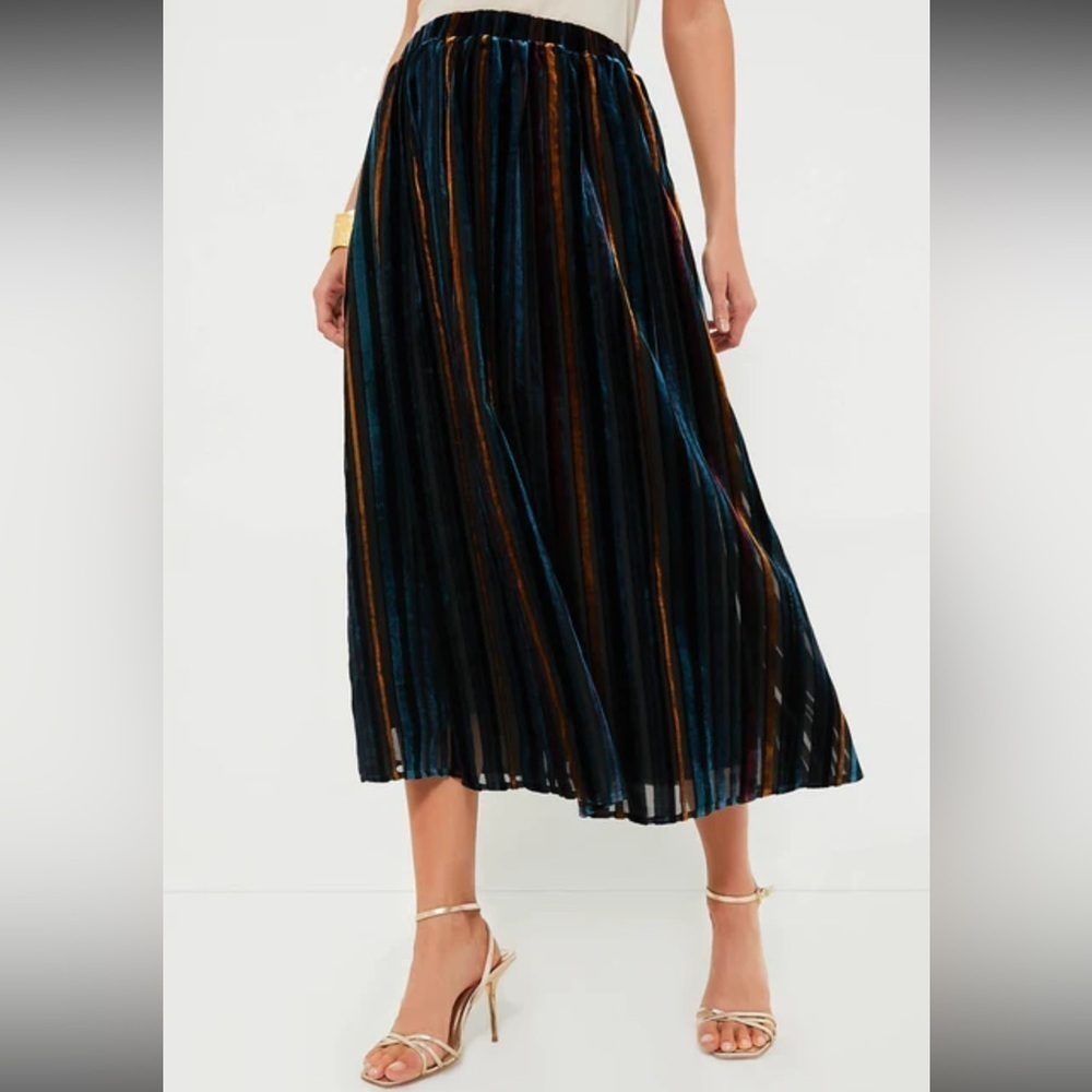 Tuckernuck Multicolor Velvet Stripe Alba Skirt Medium and Large Black NWT